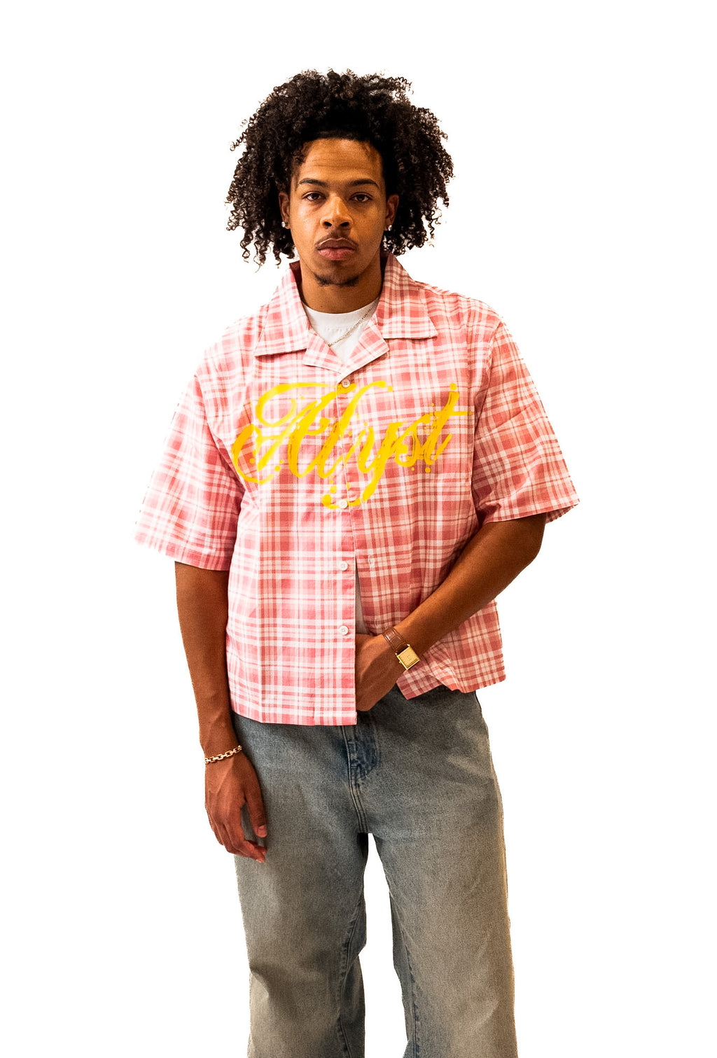 ALYST SHORT SLEEVE FLANNEL - PINK