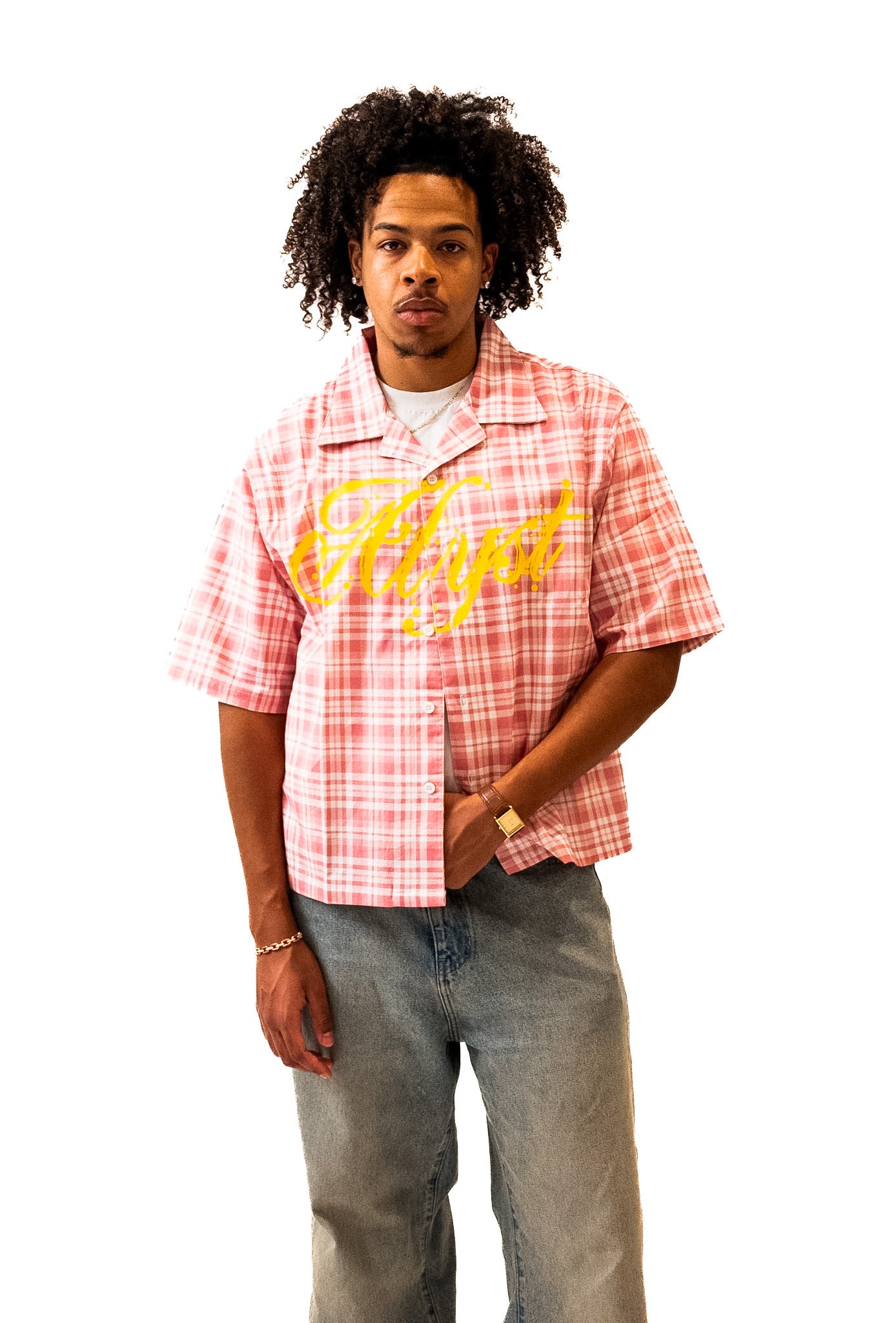 ALYST SHORT SLEEVE FLANNEL - PINK